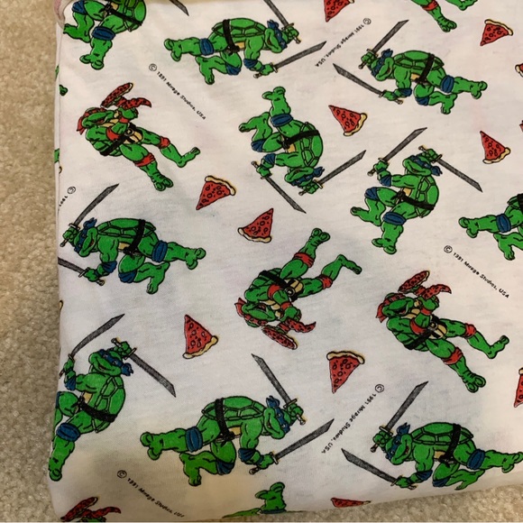 TMNT Ninja Turtles Cotton Fabric Textile 1 Yard Long Tubular Mirage Studio 1991 - Picture 4 of 9